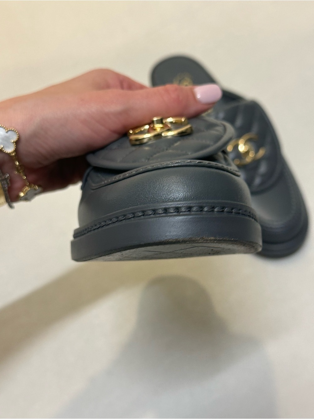 CHANEL Black Quilted Leather CC Logo Mules Size 39 - Picture 3 of 6